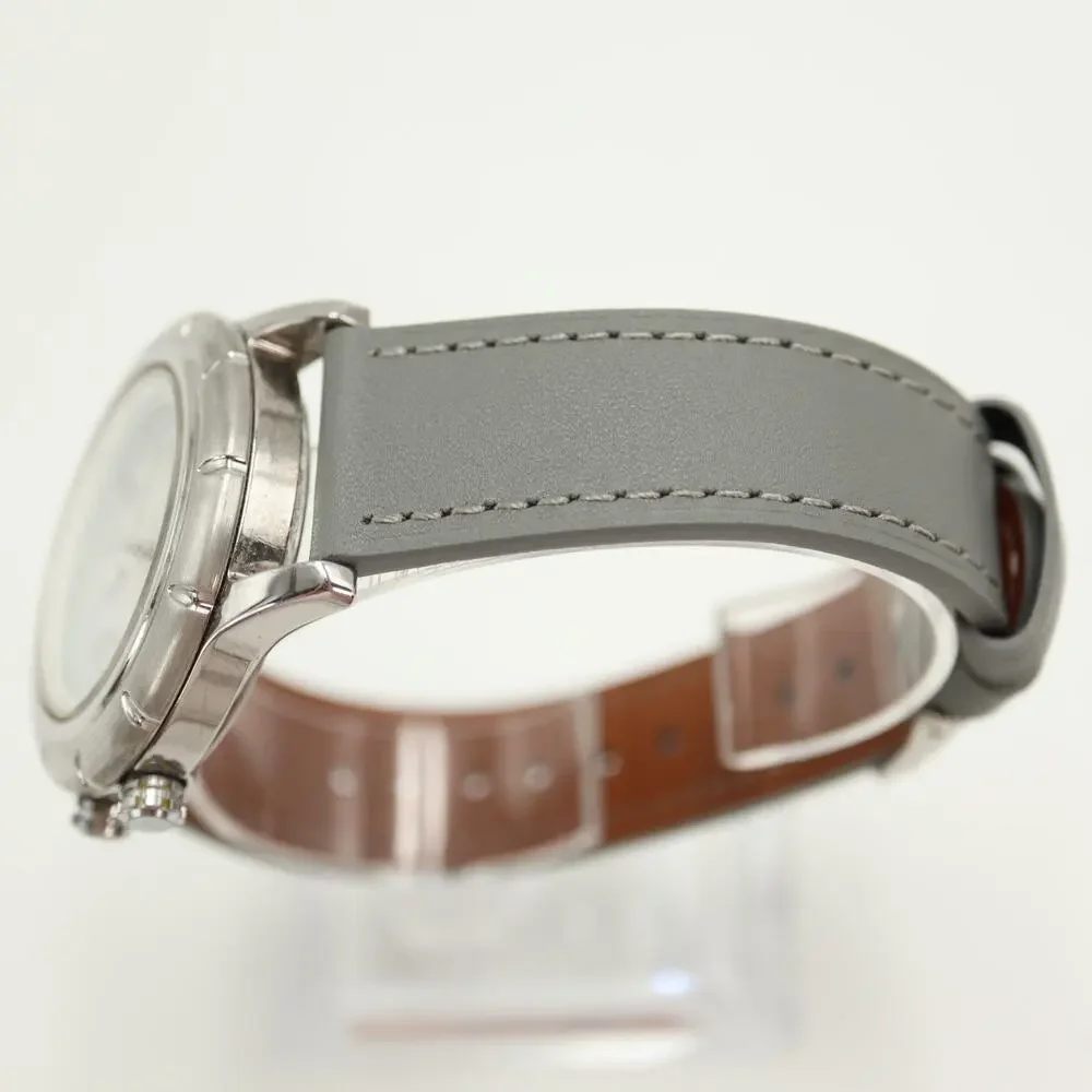 Timex Shenmue Alarm Silver Tone 39mm Watch Indiglo Gray Leather w New Battery